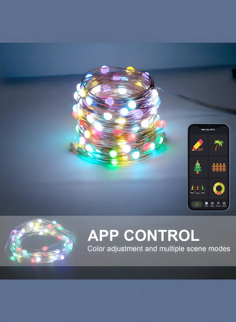 Intelligent LED Light String,LED Fairy Lights Colorful Copper Wire Fairy String Lights , 4 Music Modes, 2 APP DIY Modes, Bluetooth, USB Powered, Remote Control for Wedding Party Home Decoration,10M - Image 5